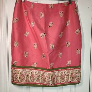 100% Silk Floral Pencil Skirt Womens 14